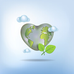 The concept of World Environment and Earth Day.
 Preservation of the environment.
 3d vector image, symbol. Space for copying.
