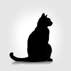 black cat on a white background, isolated background, cat, kitten, studio light, clip-art, close-up scene