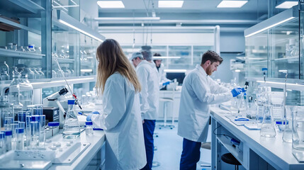 Professional Team of Scientists Working on Research in Modern Laboratory
