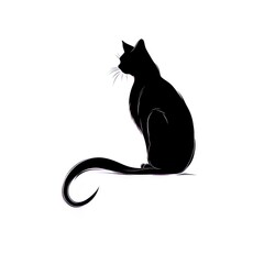 black cat on a white background, isolated background, cat, kitten, studio light, clip-art, close-up scene