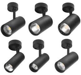 set of modern led track ceilling lamps isolated