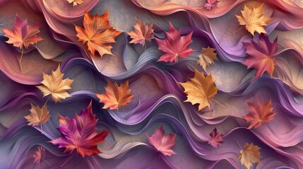 Calming Maple Waves: New maple leaves arranged in a rhythmic, calming wave pattern.