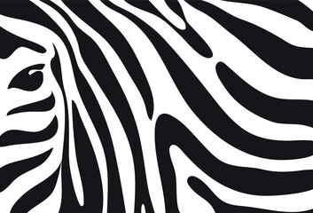 Zebra skin pattern, black and white texture. Abstract pattern with zebra head. Vector illustration