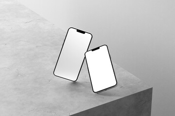 mobile mockup with grey background and blank screen