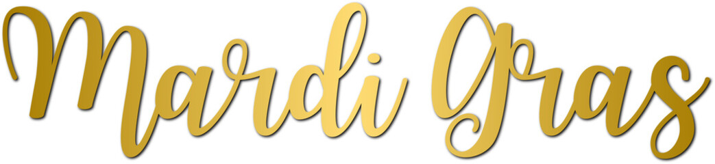 Golden mardi gras handwritten lettering, typography, calligraphy © N2