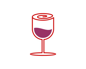 Wine glass with rose flower vector logo