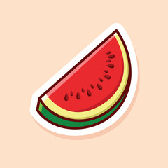 vector cute cartoon of slice watermelon isolated