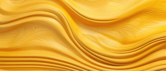 Detailed and captivating, an abstract closeup of organic yellow wooden waving waves on a wall, Ai Generated.
