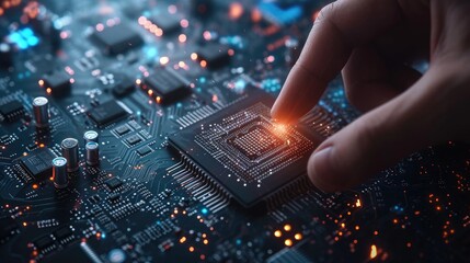 A new CPU technology concept with a hand holding a new generation CPU, symbolizing cutting-edge advancements, Ai Generated