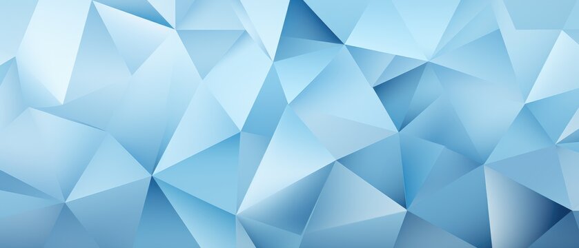 A wide abstract light blue texture enhanced by a geometric triangular 3D triangles pattern, creating a visually dynamic composition, Ai Generated.