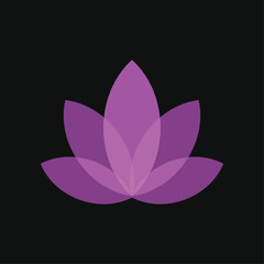 Pink Lotus Logo on Black Background. Icon Vector