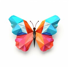 Colorful Origami butterfly, Unique Paper Polygon Artwork, Ideal Pet Concept, Ai Generated