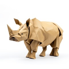 Colorful Origami rhinoceros, Unique Paper Polygon Artwork, Ideal Pet Concept, Ai Generated
