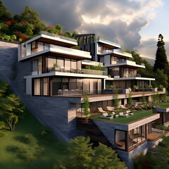 Obraz premium Luxury Mountainview Townhouses: A Serene Haven on the Slopes
