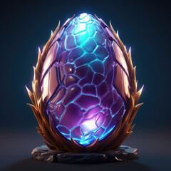 Epic Neon Dragon Egg: A Shimmering Easter Asset for RPG Adventures