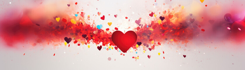 Vibrant Heart Explosion: Red with Colorful Love Confetti