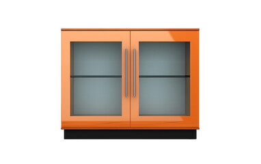 Glass-Doored Cupboard On Transparent Background