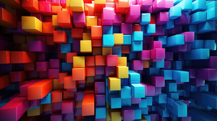 Colorful 3D Cube Extravaganza for Modern Wallpaper Aesthetics