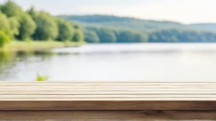 Fototapeten wooden pier on lake  Generated AI © ISMAIL