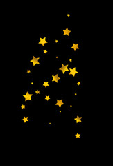 Shiny Starfall Vector Black Background. Yellow