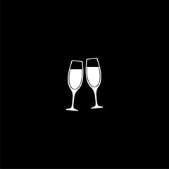 Champagne glass icon isolated on dark background