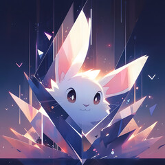 Cute Bunny Illustration with Glowing and Shining Effect