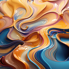 Merging Swirls of Spring Hues: An Abstract Liquid Golden-Hour Display