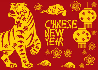 happy chinese new year of the tiger vector illustration 