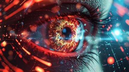 retinal biometrics technology with man's eye digital remix    - obrazy, fototapety, plakaty