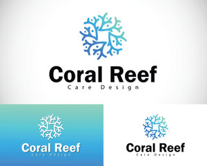 coral reef logo creative design concept circle emblem ocean