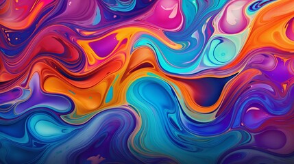 Obraz premium Psychedelic rainbow liquid background with vibrant colors and swirls