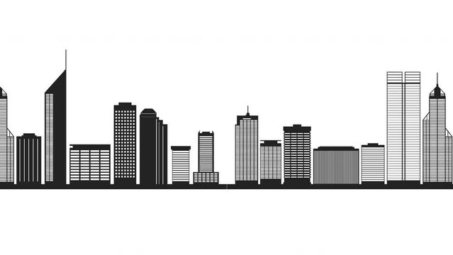 Perth city skyline silhouette animation