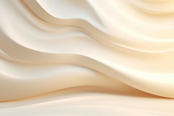 抽象背景バナー。パールホワイトの曲線的な壁と床がある立体的な空間