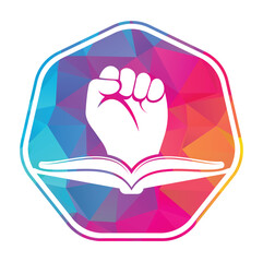 Fist Book Logo Design Template. Revolution book logo concept.