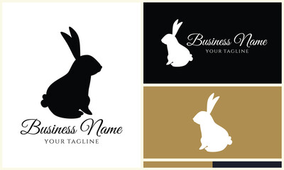 silhouette vector rabbit logo template