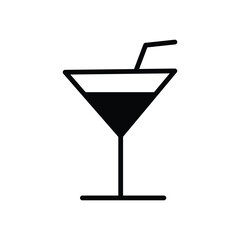 Cocktail icon with white background vector stock illustration