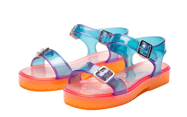 Colorful Jelly Sandals On Transparent Background