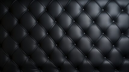 Black leather background texture with diamond-shaped buttons and stitching details