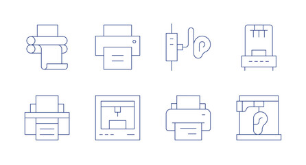 Printer icons. Editable stroke. Containing offset, printer.