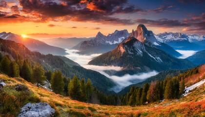 sunset in the mountains