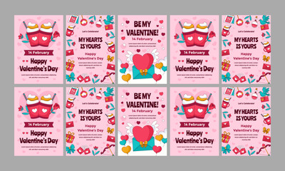 happy celebrate valentine day vector flat design