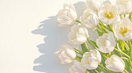 bouquet of white tulips on white