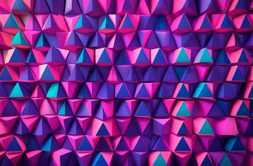 Bright abstract geometric background of even triangles in bright pink and purple tones