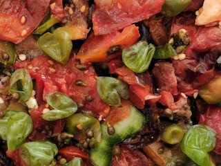 Fruit scraps. Organic food waste. Organic background