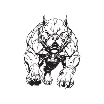 Black and White Bulldog vector illustration