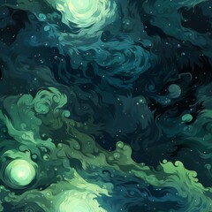 Night Sky Painting With Stars and Clouds