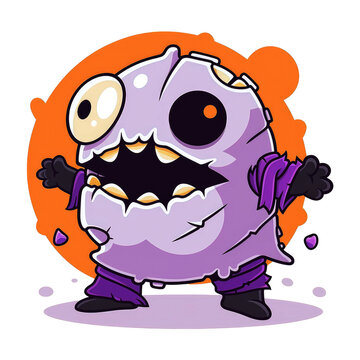 Abstract monster game character image. Chibi Monster in anime style.