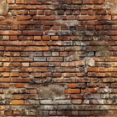 Obraz premium Weathered old red brick wall endless texture, seamless pattern tile background.