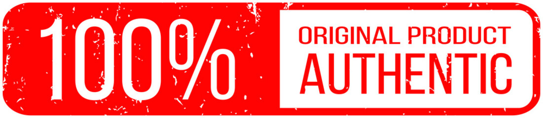 100% red authentic stamp vector illustration