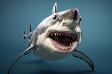 Angry shark with open mouth.
